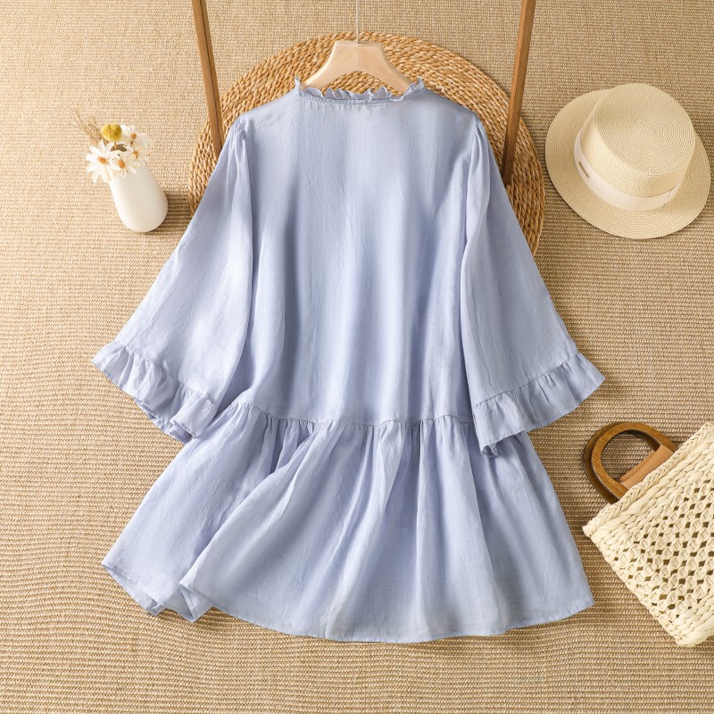 Kemeja Katun Linen dengan Bord - Embroidery Cotton Shirt ulasan dan harga
